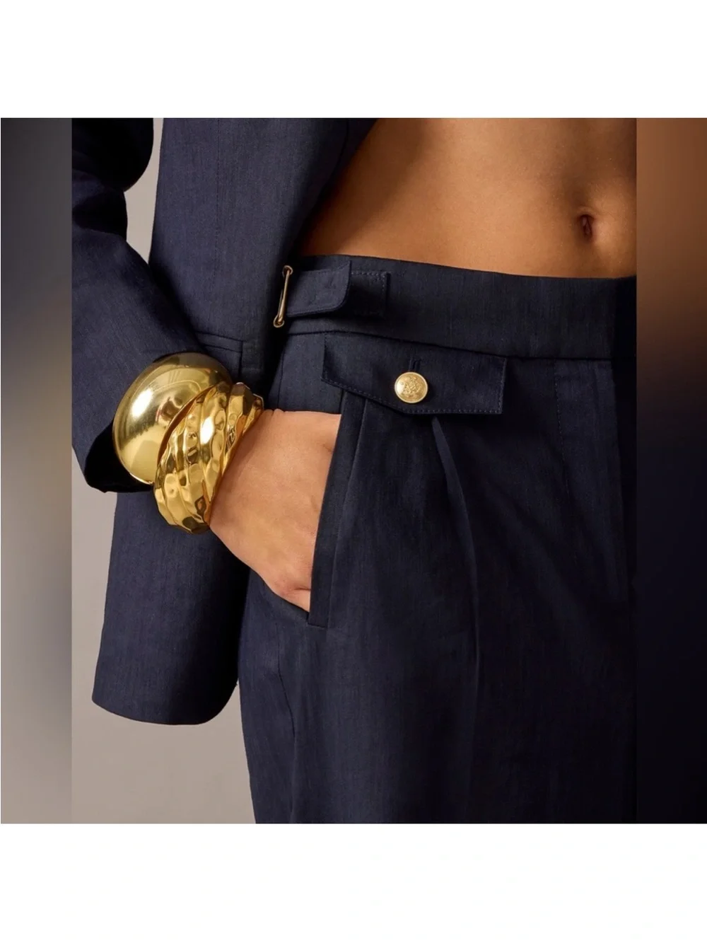 J.CREW Navy Wide Leg Trouser in Italian Linen
